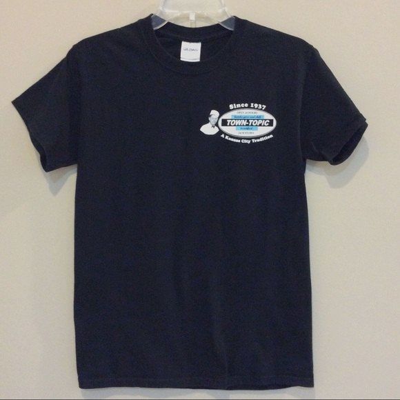 Kansas City Town Topic Tee Black Knit Graphic T-shirt Unisex Sz Small KC - Picture 2 of 5